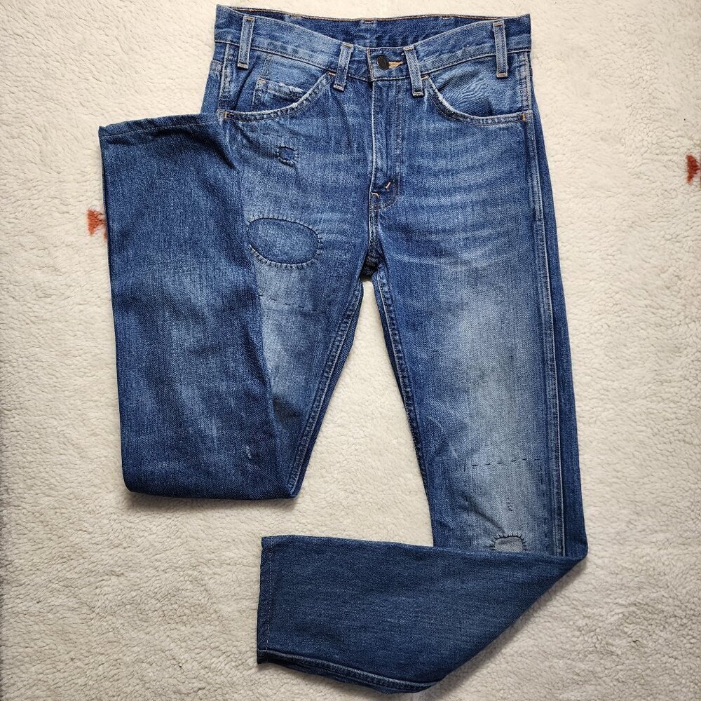 Levis 606 Vintage Clothing Skinny Jeans 28x34 (28x30) Medium Wash Patches